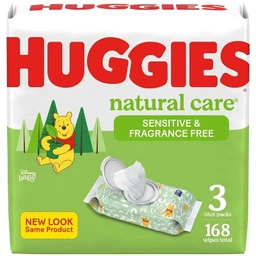 Huggies Huggies Natural Care Sensitive Baby Wipes, Unscented Flip Top Packs  3pk/168ct