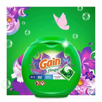 Gain flings! Laundry Detergent Pacs Moonlight Breeze 42ct