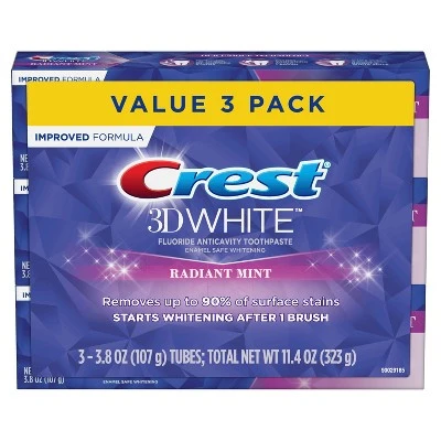 Crest 3D White Whitening Toothpaste, Radiant Mint 4.1oz