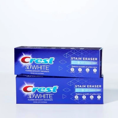 Crest 3D White Stain Eraser Whitening Toothpaste Icy Clean Mint  3.5 oz