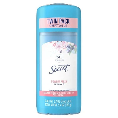 Secret Powder Fresh Wide Solid Antiperspirant & Deodorant Twin Pack  2.7oz/2pk
