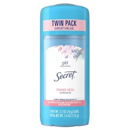 Secret Secret Powder Fresh Wide Solid Antiperspirant & Deodorant Twin Pack  2.7oz/2pk
