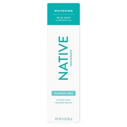 Native Native Whitening Wild Mint & Peppermint Oil Fluoride Free Toothpaste  4.1 oz
