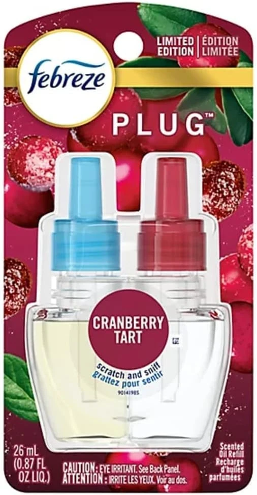 Febreze Odor Eliminating Plug Air Freshener Refills  Fresh Twist Cranberry  1.75 fl oz