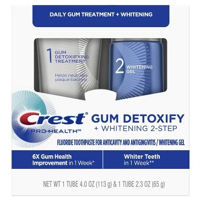 Crest Gum Detoxify + Whitening 2 Step Toothpaste 4.0oz & 2.3oz