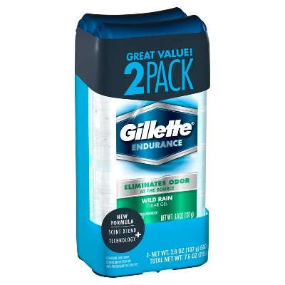 Gillette Wild Rain Clear Gel Men's Antiperspirant & Deodorant Twin Pack  7.6 oz