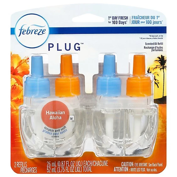 Febreze Plug Odor Eliminating Air Freshener Refills  Hawaiian Aloha  2 ct