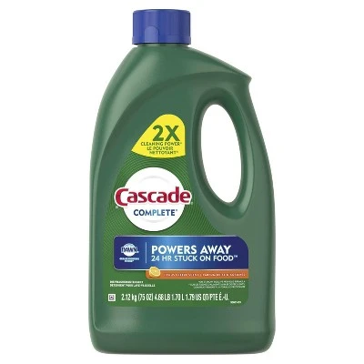 Cascade Complete Dishwasher Detergent Gel with Dawn Grease Fighting Power  Citrus Breeze Scent  75oz