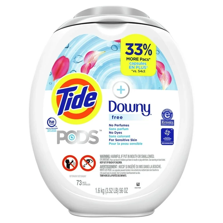 Tide Pods +Downy Free Liquid Laundry Detergent Pacs  73ct