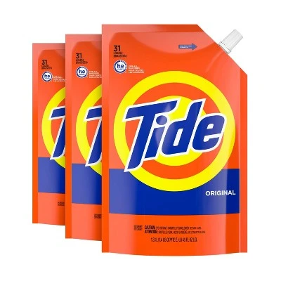 Tide Original Liquid Laundry Detergent Smart Pouch HE Turbo Clean 48 fl oz/3pk