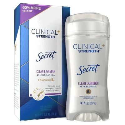 Secret Clinical Strength Clear Gel Clean Antiperspirant & Deodorant for Women Lavender  2.6oz