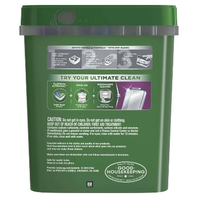 Cascade Complete ActionPacs Dishwasher Detergent Lemon Scent 63ct