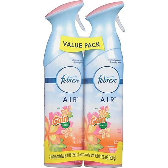 Febreze Odor Eliminating Air Freshener with Gain Scent  Island Fresh  2pk/8.8 fl oz