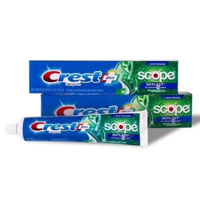 Crest + Scope Outlast Complete Whitening Toothpaste Mint  5.4oz  Pack of 2