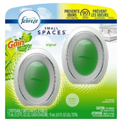 Febreze Odor Eliminating Small Spaces Air Freshener with Gain Scent  Original  2ct