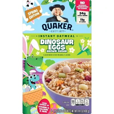 Quaker Instant Oatmeal Dinosaur Eggs Brown Sugar 8ct