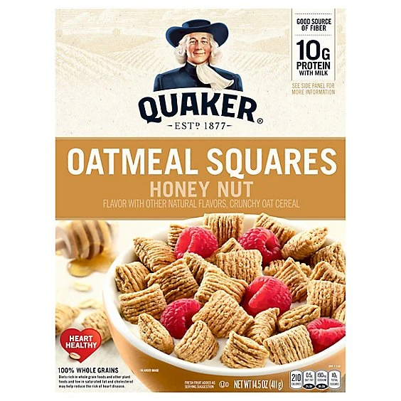 Oatmeal Squares Honey Nut Breakfast Cereal  14.5oz  Quaker Oats