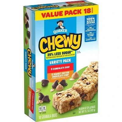 Quaker Chewy Variety Pack Granola Bars  18ct 15.2oz