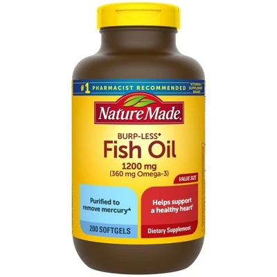 Nature Made Burp  Less Fish Oil 1200 mg Softgels  200ct