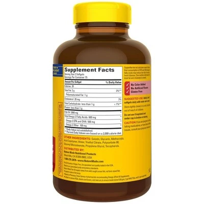 Nature Made Fish Oil Omega 3 Dietary Supplement Softgels