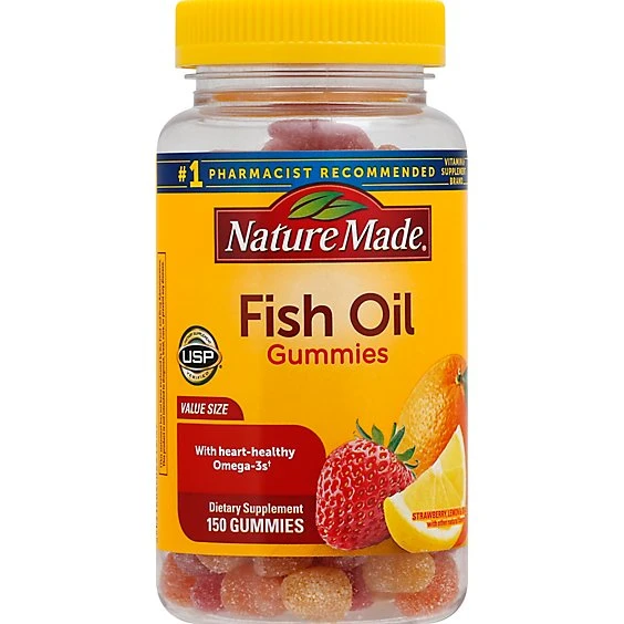 Nature Made Fish Oil Gummies  Omega 3s EPA & DHA  Strawberry, Lemon & Orange  150ct