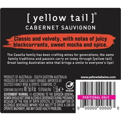 Yellow Tail Cabernet Sauvignon Red Wine  1.5L Bottle