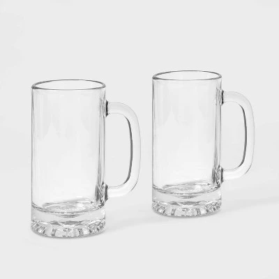 16oz 2pk Glass Beer Mugs Threshold™