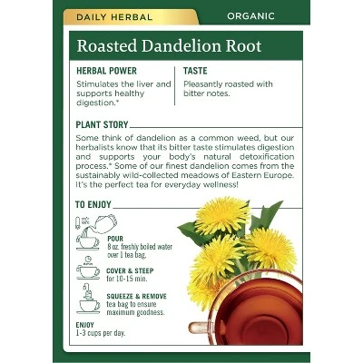 Traditional Medicinals Organic Dandelion Herbal Tea  16ct