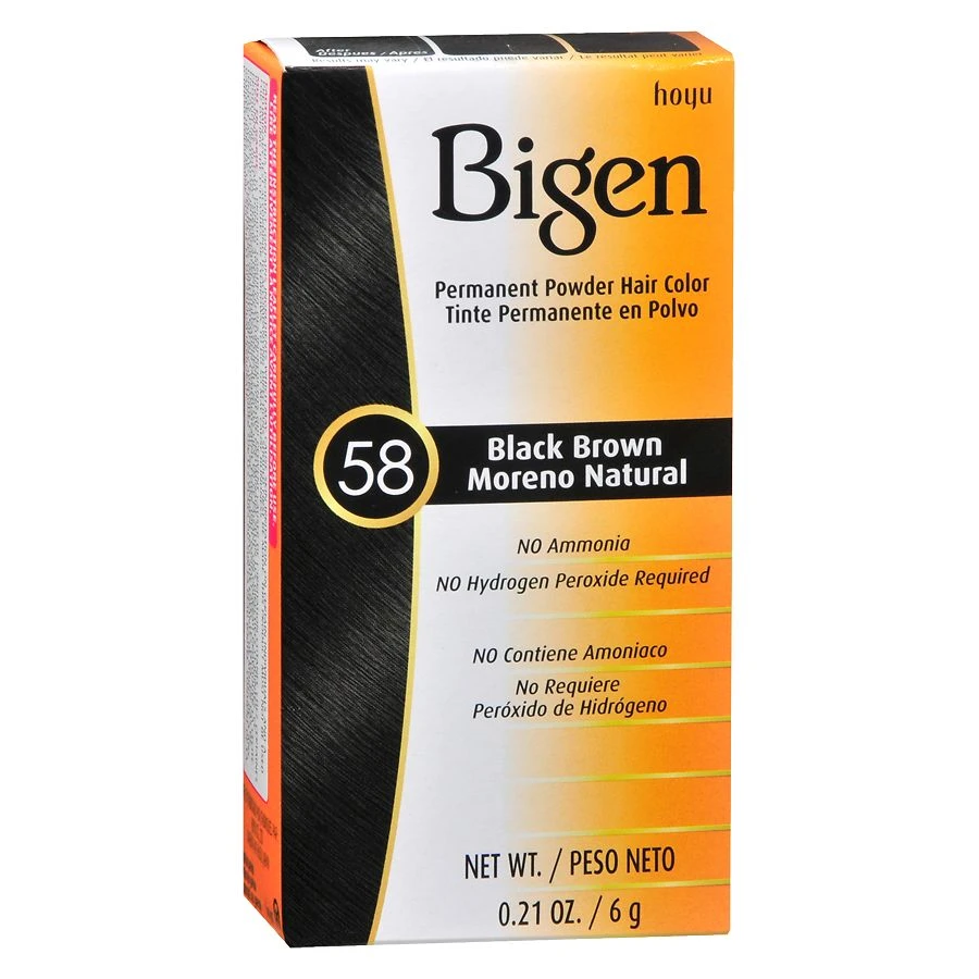Bigen Permanent Powder Hair Color  58 Black Brown  0.21oz