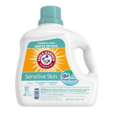 Arm & Hammer Liquid Laundry Detergent for Sensitive Skin plus Skin Friendly Fresh Scent  160.5 fl oz