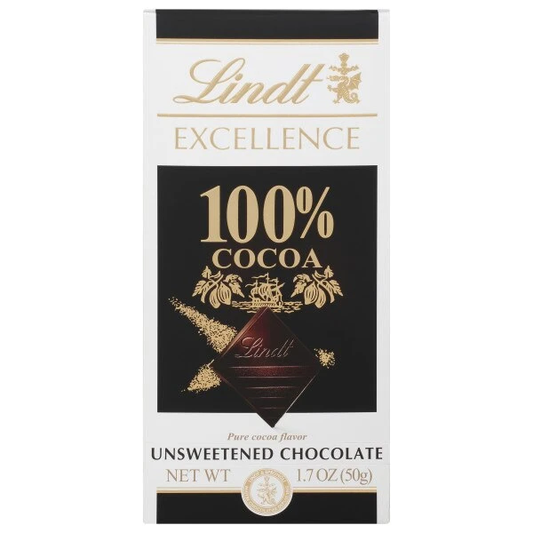 Lindt Excellence 100% Cocoa Unsweetened Chocolate, Unsweetened