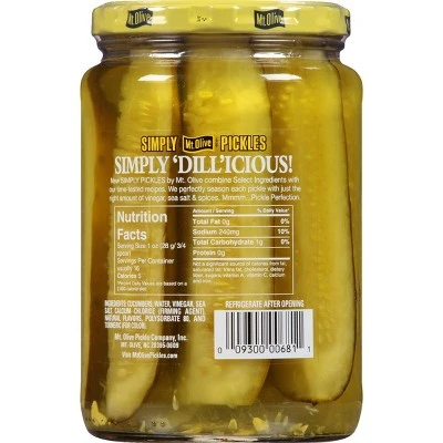 Mt. Olive Simply Pickles Kosher Dill Spears  24 fl oz