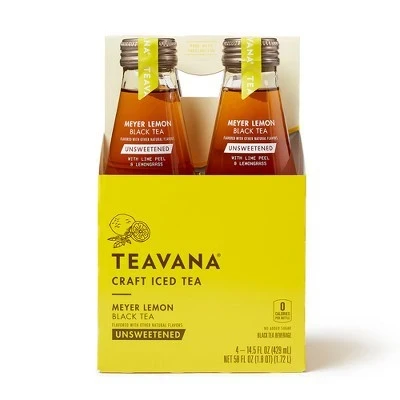 Teavana Meyer Lemon Black Tea Unsweetened  4pk/14.5 fl oz Glass Bottles