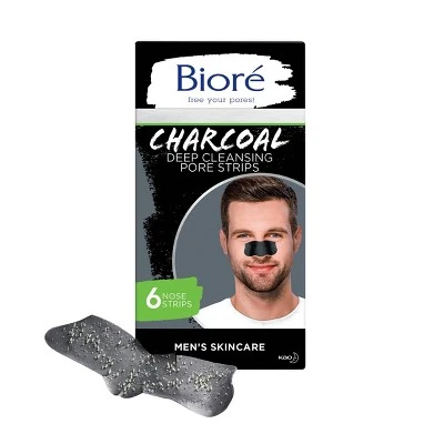 Biore Men's Charcoal Deep Cleansing Pore Strips 6ct