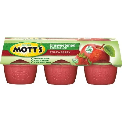 Mott's Unsweetened Strawberry Applesauce  6ct/3.9oz Cups