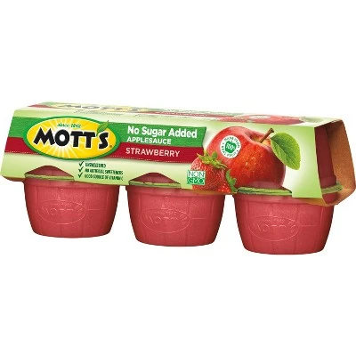Mott's Unsweetened Strawberry Applesauce  6ct/3.9oz Cups