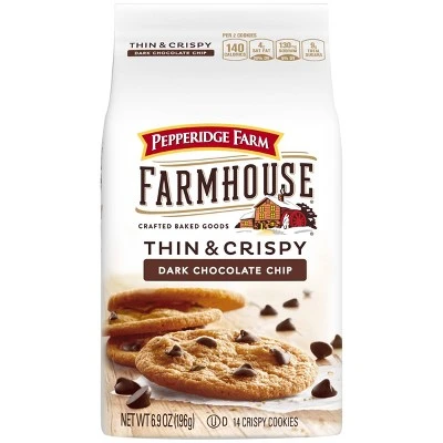 Pepperidge Farm Farmhouse Thin & Crispy Dark Chocolate Chip Cookies, 6.9oz Bag