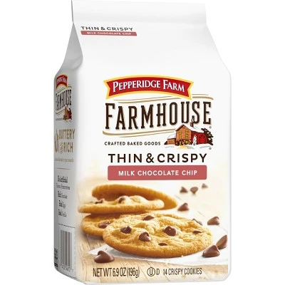 Pepperidge Farm Farmhouse Thin & Crispy Milk Chocolate Chip Cookies, 6.9oz Bag