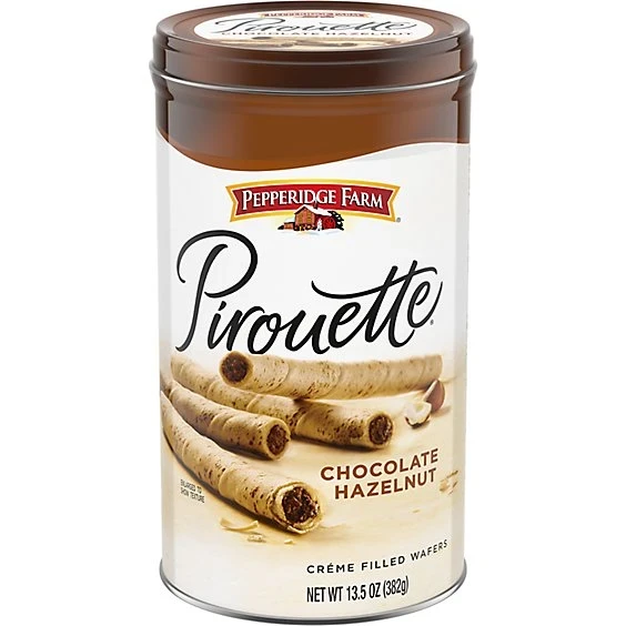Pepperidge Farm Pirouette Crème Filled Wafers Chocolate Hazelnut Cookies, 13.5oz Tin