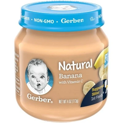 Gerber 1st Food Natural Glass Banana Baby Meals 4oz