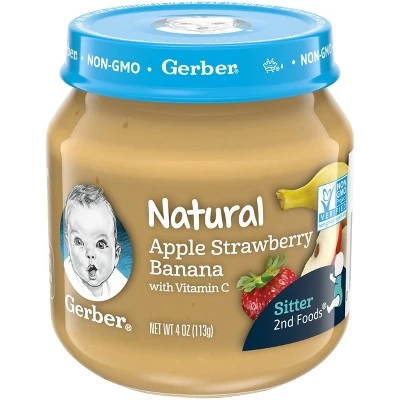 Gerber 2nd Food Natural Apple Strawberry Banana Baby Meals 4oz