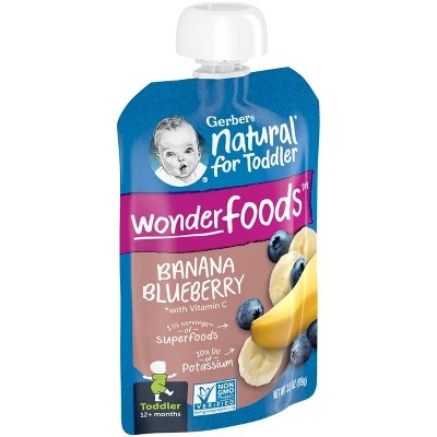 Gerber Toddler Banana Blueberry Baby Food Pouch 3.5oz