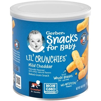 Gerber Lil' Crunchies Baked Non GMO Whole Grain Corn Snack Mild Cheddar 1.48oz