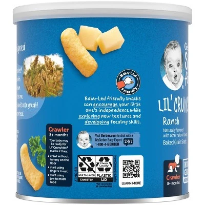 Gerber Lil' Crunchies Baked Whole Grain Corn Snack, Ranch 1.48oz