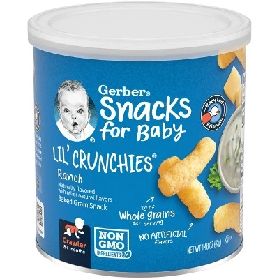 Gerber Lil' Crunchies Baked Whole Grain Corn Snack, Ranch 1.48oz