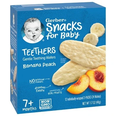 Gerber Teethers Banana Peach Baby Snacks 12ct/1.7oz Total