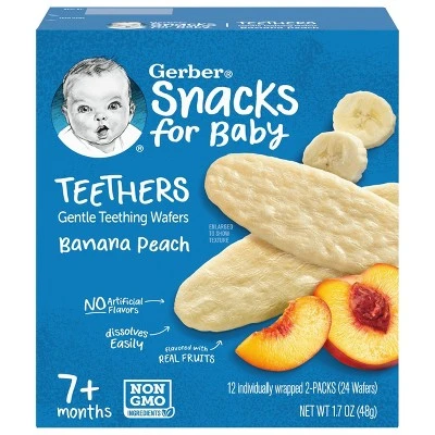 Gerber Teethers Banana Peach Baby Snacks 12ct/1.7oz Total