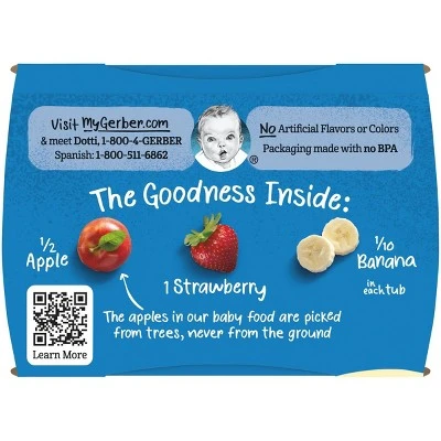 Gerber Sitter 2nd Foods Apple Strawberry Banana Baby Meals 2ct/4oz Each