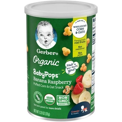 Gerber Organic BabyPops Banana Raspberry Puffed Corn & Oat Baby Snacks 1.23oz