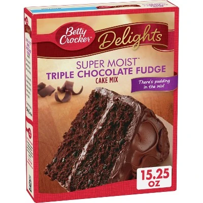 Betty Crocker Delights Super Moist Cake Mix, Triple Chocolate Fudge